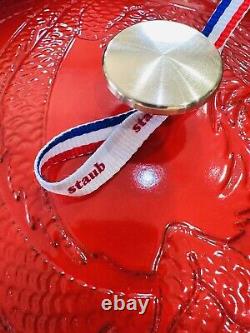 RARE Limited Edition French STAUB DRAGON Dutch Oven Cherry Red Gorgeous Cookware