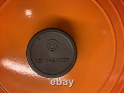 RARE VTG Le Creuset #30 5 Qt. Shallow Orange Enamel Cast Iron Round Dutch Oven