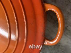 RARE VTG Le Creuset #30 5 Qt. Shallow Orange Enamel Cast Iron Round Dutch Oven