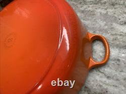 RARE VTG Le Creuset #30 5 Qt. Shallow Orange Enamel Cast Iron Round Dutch Oven