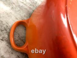 RARE VTG Le Creuset #30 5 Qt. Shallow Orange Enamel Cast Iron Round Dutch Oven