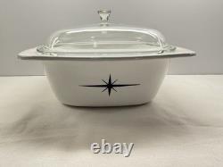 RARE Vintage CorningWare Black Starburst 4-QT Dutch Oven P-34-B with Lid Atomic