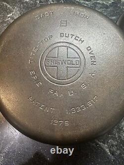 RESTORED Griswold Dutch Oven #9 TTop Cast Iron Pot 1279 withTTop Lid 1289 & Trivet