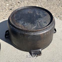 Rare! 1900s Gatemarked #8 Cast Iron Dutch Oven and Lid w Heat Ring & Assist Tab