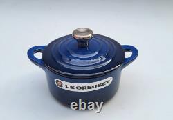 Rare! Le Creuset Mini Cast Iron Round Dutch Oven 0.3 Qt Lapis Blue NIB