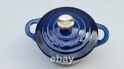 Rare! Le Creuset Mini Cast Iron Round Dutch Oven 0.3 Qt Lapis Blue NIB