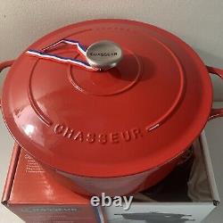 Red Enameled Cast-Iron Round Dutch Oven 6.44 Qt Chasseur 28cm Casserole