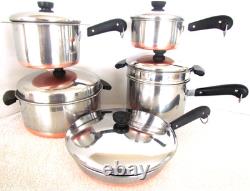 Revere Ware Pre'68 Lot Set Pots, Pans, Dutch Oven, Steamer, Dutch Oven Lids Euc