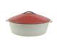 Revol France Red White Enamel Ceramic Porcelain Oval Dutch Oven With Lid 3.5l