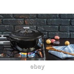 Round 6-Quart Black Enamel Cast Iron Dutch Oven with Lid