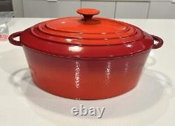 STAUB BASIX # 31 French Cast Iron RED Enameled 6 QT Oval Dutch Oven France