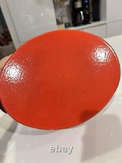 STAUB BASIX # 31 French Cast Iron RED Enameled 6 QT Oval Dutch Oven France