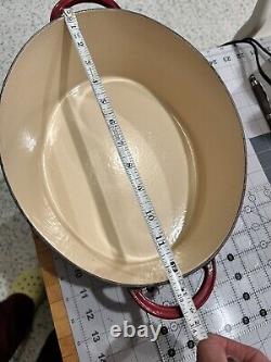 STAUB BASIX # 31 French Cast Iron RED Enameled 6 QT Oval Dutch Oven France