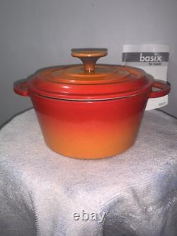 STAUB Basix Dutch Oven w Lid Enameled Cast Iron #18 ORANGE 2 QT France BRAND NEW