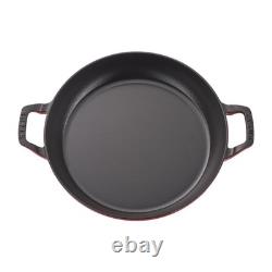 STAUB Cast Iron 3.5 qt Braiser with Glass Lid Dutch Oven Cherry, MSRP $471