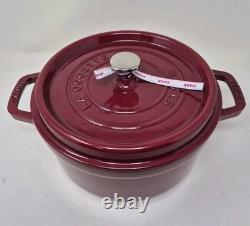 STAUB Cast Iron Dutch Oven 4-qt Round Cocotte, Bordeaux