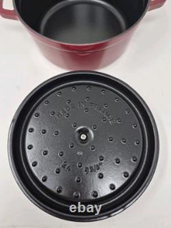 STAUB Cast Iron Dutch Oven 4-qt Round Cocotte, Bordeaux