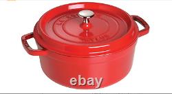 STAUB Cast Iron Dutch Oven 5.5-qt Round Cocotte, Made in France, Cherry