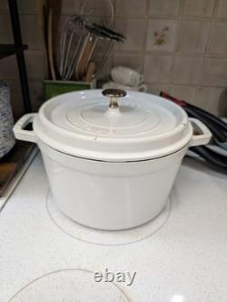 STAUB Cast Iron Dutch Oven 5 qt Round Cocotte White Made in France