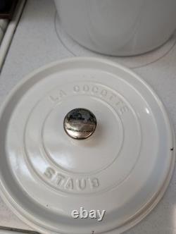 STAUB Cast Iron Dutch Oven 5 qt Round Cocotte White Made in France