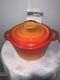 Staub Enameled Cast Iron Dutch Oven W Lid #18 Orange 2 Qt France Brand New