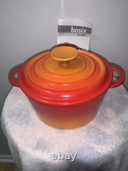STAUB Enameled Cast Iron Dutch Oven w Lid #18 ORANGE 2 QT France BRAND NEW
