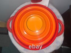 STAUB Enameled Cast Iron Dutch Oven w Lid #18 ORANGE 2 QT France BRAND NEW