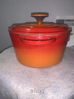 STAUB Enameled Cast Iron Dutch Oven w Lid #18 ORANGE 2 QT France BRAND NEW