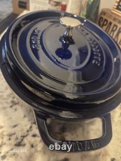 STAUB La Cocotte Enameled Cast Iron Oval Dutch Oven #29 11 3/8 Blue