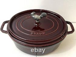 STAUB La Cocotte Oval Dutch Oven Grenadine Red Rooster Enameled Cast Iron 12.25