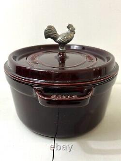 STAUB La Cocotte Oval Dutch Oven Grenadine Red Rooster Enameled Cast Iron 12.25