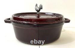 STAUB La Cocotte Oval Dutch Oven Grenadine Red Rooster Enameled Cast Iron 12.25