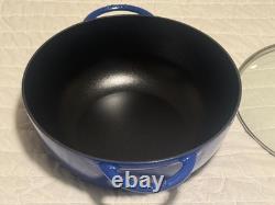 STAUB Le Grande 7.4-Quart Enameled Cast Iron Dutch Oven with Lid, Blue, NEW