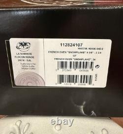 STAUB Snowflake Dutch Oven 24 Round Cast Iron Truffle White New In Box 3.75qt