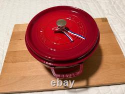 STAUD Cast Iron 7 qt, Round, Dutch Oven, Cranberry