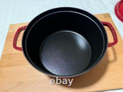 STAUD Cast Iron 7 qt, Round, Dutch Oven, Cranberry
