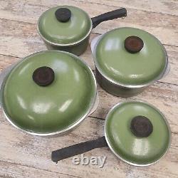 Set Of 8 Club Avocado Green Pots Pans Dutch Oven Sauce Quart 1970s Lids Cookware