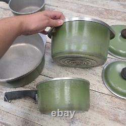 Set Of 8 Club Avocado Green Pots Pans Dutch Oven Sauce Quart 1970s Lids Cookware