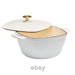Square Dutch Oven Matte White 7 qt. Porcelain Enameled Cast Iron Covered Lid