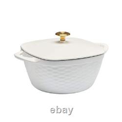 Square Dutch Oven Matte White 7 qt. Porcelain Enameled Cast Iron Covered Lid