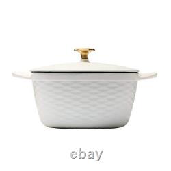 Square Dutch Oven Matte White 7 qt. Porcelain Enameled Cast Iron Covered Lid