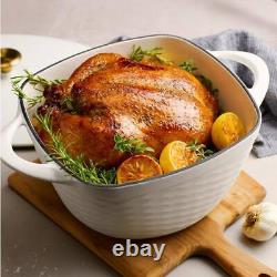 Square Dutch Oven Matte White 7 qt. Porcelain Enameled Cast Iron Covered Lid