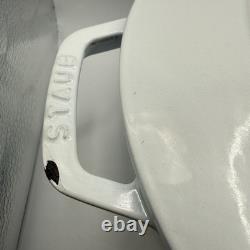 Staub 24cm Round Cocotte White Enameled Cast Iron Dutch Oven w Lid France