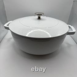 Staub 24cm Round Cocotte White Enameled Cast Iron Dutch Oven w Lid France