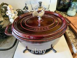 Staub 31 Oval Dutch Oven Cocotte Cherry Red Enamel Cast Iron 5.75 Qt Made France