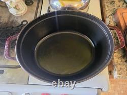 Staub 31 Oval Dutch Oven Cocotte Cherry Red Enamel Cast Iron 5.75 Qt Made France