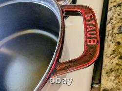 Staub 31 Oval Dutch Oven Cocotte Cherry Red Enamel Cast Iron 5.75 Qt Made France