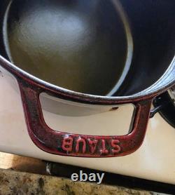Staub 31 Oval Dutch Oven Cocotte Cherry Red Enamel Cast Iron 5.75 Qt Made France