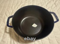 Staub 3.75qt Essential French Oven with Lilly Lid, LA Marmite. Dark Blue