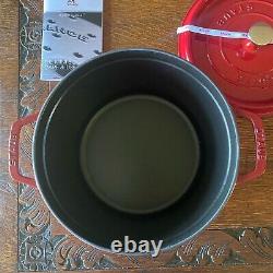 Staub 4 Qt Enameled Cast Iron Round Cocotte Dutch Oven Cherry Red